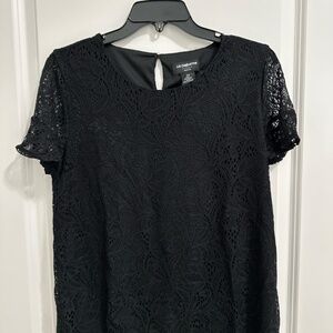 Liz Claiborne black lace short sleeve top.